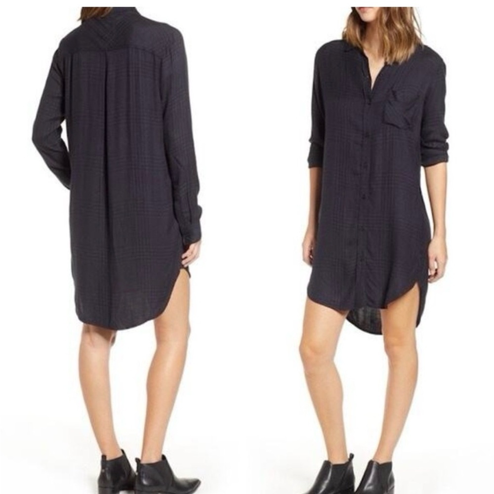 Rails Bianca Charcoal Shadow Button Up Shirt Dress Small Preppy